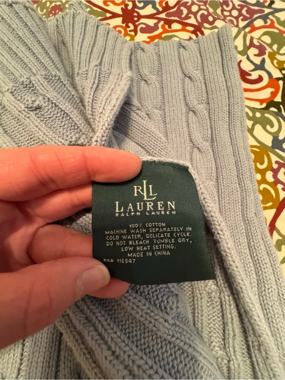 Lauren Ralph Lauren Cable-Knit blanket in Light Blue